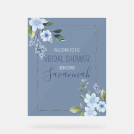 Watercolor Blue Floral Wedding Shower Welcome Acrylschild