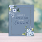 Watercolor Blue Floral Wedding Shower Welcome Acrylschild (Neutral)