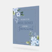 Watercolor Blue Floral Wedding Shower Welcome Acrylschild (Winkel)
