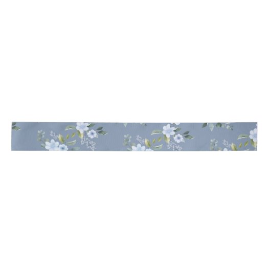 Watercolor Blue Floral Wedding Shower Welcome Satinband (Vorderseite)