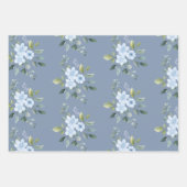 Watercolor Blue Floral Wedding Wrapping Paper  Geschenkpapier Set (Vorderseite)