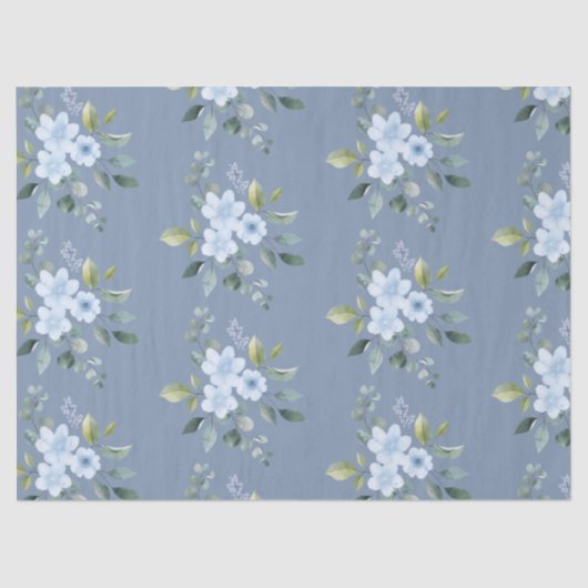 Watercolor Blue Floral Wedding Wrapping Paper  Seidenpapier (Vorderseite)