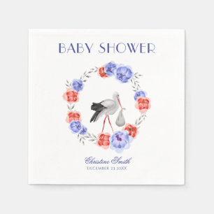 Watercolor Blue Floral Winter Wreath Napkins Serviette