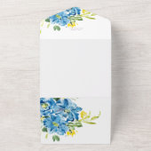 Watercolor Blue Flower Wedding Invitation All In One Einladung (Außenbereich)