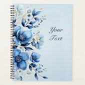 Watercolor Blue Flowers Hochzeitsplaner Planer (Vorderseite)