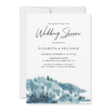 Watercolor Blue Forest Winter Engagement Party