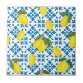 Watercolor Blue French Country Lemon Pattern Tile Fliese (Vorderseite)