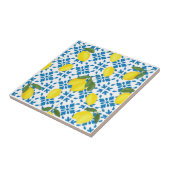 Watercolor Blue French Country Lemon Pattern Tile Fliese (Seite)