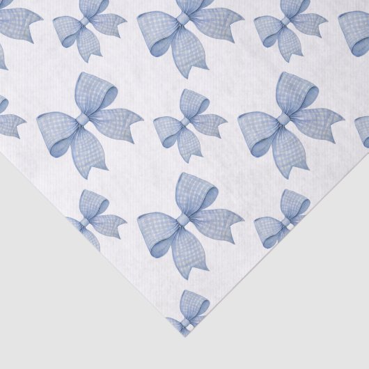 Watercolor Blue Gingham Bow Seidenpapier (Ausschnitt)