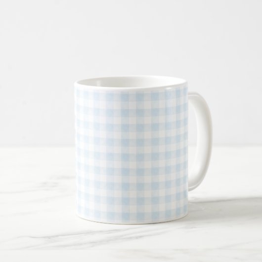 Watercolor Blue Gingham Coffee Tasse (VorderseiteRechts)