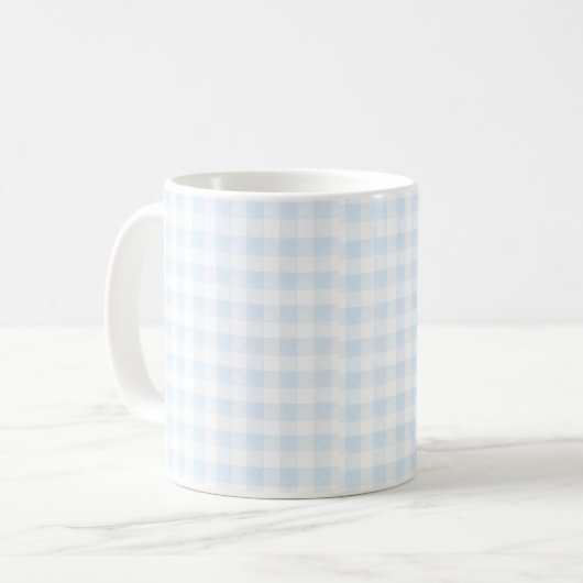 Watercolor Blue Gingham Coffee Tasse (Vorderseite Links)