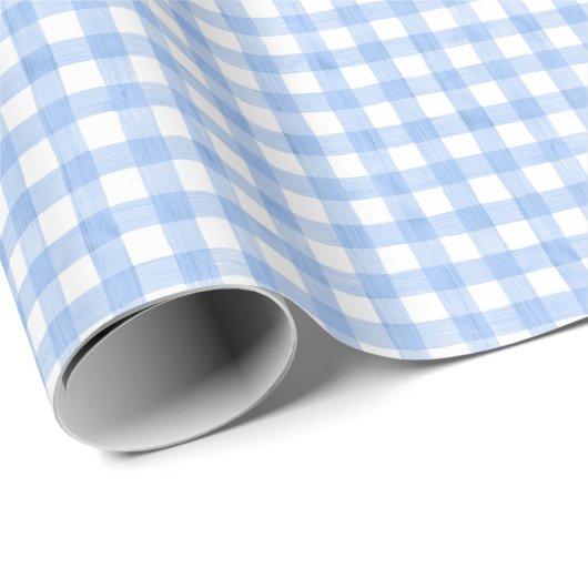 Watercolor Blue Gingham Geschenkpapier (Rolleneckpunkt)