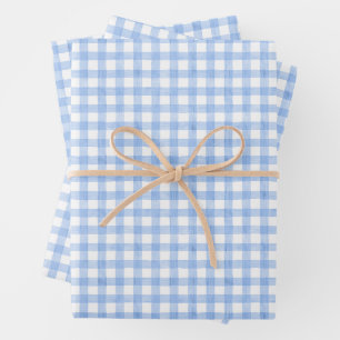 Watercolor Blue Gingham Geschenkpapier Set