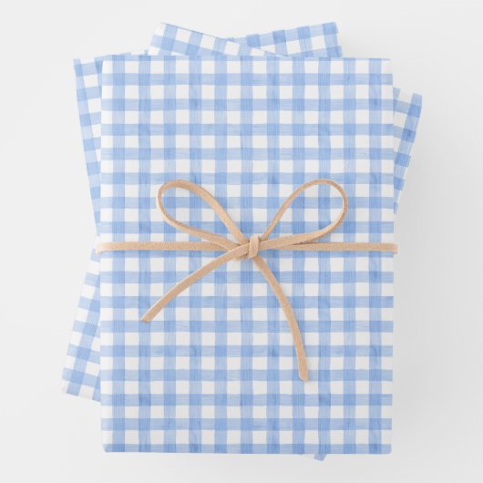 Watercolor Blue Gingham Geschenkpapier Set (Beispiel)