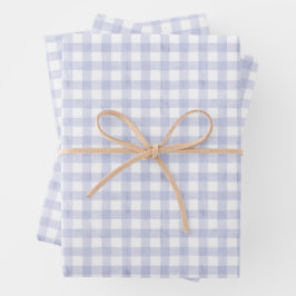 Watercolor Blue Gingham Geschenkpapier Set