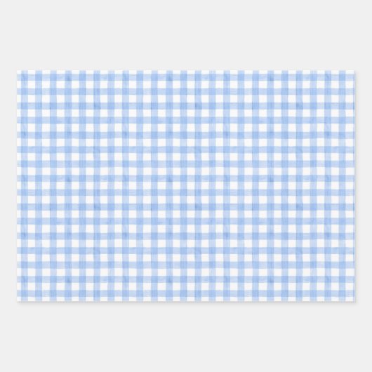Watercolor Blue Gingham Geschenkpapier Set (Vorderseite 3)