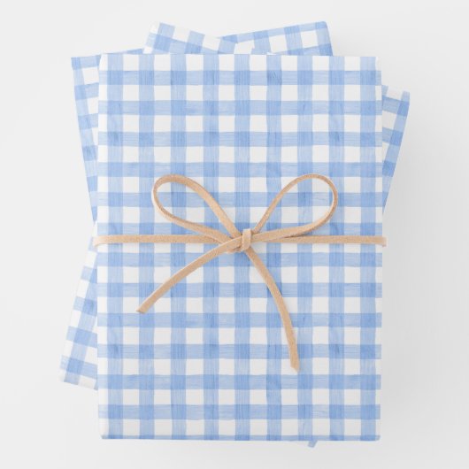 Watercolor Blue Gingham Geschenkpapier Set (Beispiel)