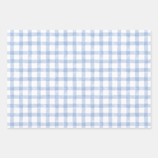 Watercolor Blue Gingham Geschenkpapier Set (Vorderseite 3)