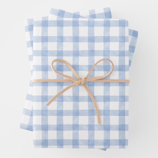 Watercolor Blue Gingham Geschenkpapier Set (Beispiel)