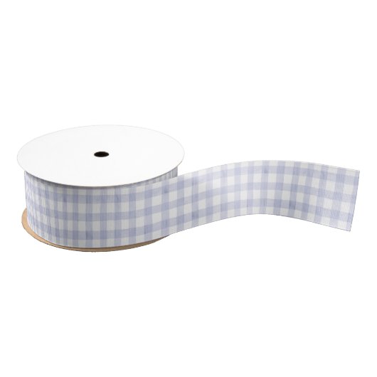 Watercolor Blue Gingham Ripsband (Spule)