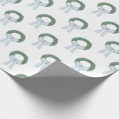 Watercolor Blue Gingham Sash Wreath Geschenkpapier (Ecke)