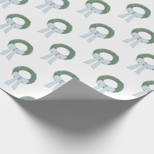 Watercolor Blue Gingham Sash Wreath Geschenkpapier (Ecke)