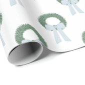 Watercolor Blue Gingham Sash Wreath Geschenkpapier (Rolleneckpunkt)