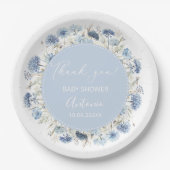 Watercolor Blue Girl Boy Babydusche Pappteller (Vorderseite)