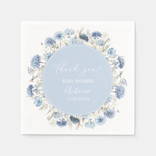 Watercolor Blue Girl Boy Babydusche Serviette (Vorderseite)