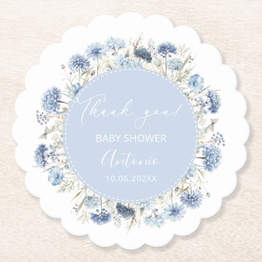 Watercolor Blue Girl Boy Babydusche Untersetzer (Vorderseite)