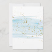 Watercolor Blue & Gold Es ist eine Baby-Dusche Einladung (Rückseite)