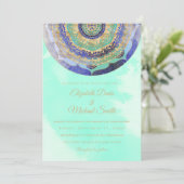 Watercolor Blue Gold Mandala Einladung (Stehend Vorderseite)