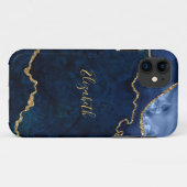 Watercolor Blue Gold Marble Agate Geode Case-Mate iPhone Hülle (Rückseite (Horizontal))