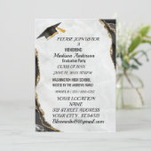 Watercolor Blue Gold Marble Agate Graduation Party Karte (Stehend Vorderseite)