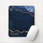 Watercolor Blue Gold Marble Geode Agate Mousepad (Mit Mouse)