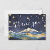 Watercolor Blue & Gold Mountains Wir danken Ihnen  Dankeskarte (Vorderseite)