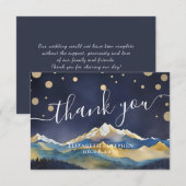 Watercolor Blue & Gold Mountains Wir danken Ihnen  Dankeskarte (Vorne/Hinten)