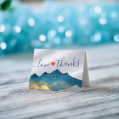 Watercolor Blue & Gold Mountains Wir danken Ihnen Dankeskarte