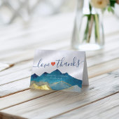 Watercolor Blue & Gold Mountains Wir danken Ihnen Dankeskarte