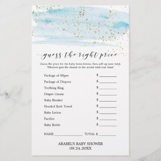 Watercolor Blue & Gold schätzen das richtige Preis Flyer (Vorne)