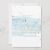 Watercolor Blue & Gold Sparkon Christening Einladung (Rückseite)