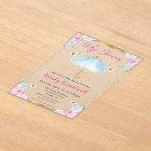 Watercolor Blue Gold Spring Umbrella Baby Dusche Acryleinladungen (Ablage )