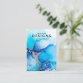 Watercolor Blue Gold Trendy Necklace Display Card Visitenkarte (Stehend Vorderseite)