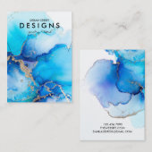 Watercolor Blue Gold Trendy Necklace Display Card Visitenkarte (Vorne/Hinten)