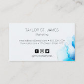 Watercolor Blue Gold Visitenkarte (Rückseite)