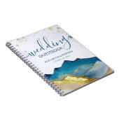 Watercolor Blue Golden Mountain Wedding Gästebuch Notizblock (Rechte Seite)