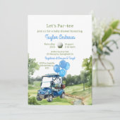 Watercolor Blue Golf Baby Dusche Einladung (Stehend Vorderseite)