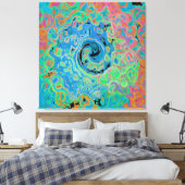 Watercolor Blue Groovy Abstract Retro Liquid Swirl Leinwanddruck (Insitu (Schlafzimmer))