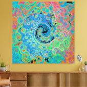 Watercolor Blue Groovy Abstract Retro Liquid Swirl Leinwanddruck (Insitu (Wohnzimmer))