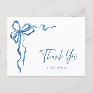 Watercolor Blue Hand Draw Bow Vielen Dank Postkarte